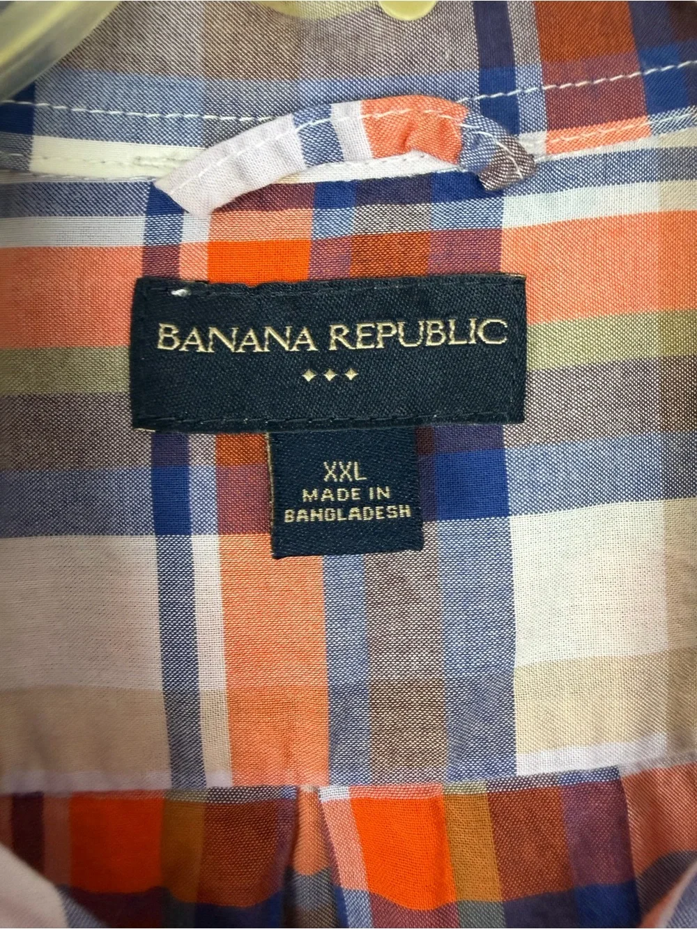 Banana Republic Orange, Blue & White Plaid Button-Down Shirt